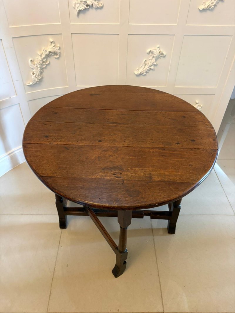 Antique 17th Century Oak Gateleg Drop Leaf Dining / Supper Table - Image 5